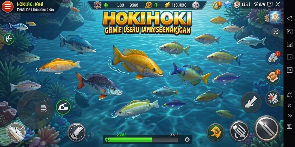 Tampilan gameplay menembak ikan yang seru dan penuh warna.
