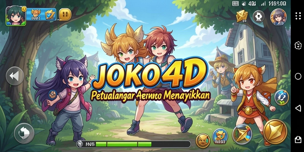 Screenshot gameplay JOKO4D yang menampilkan karakter anime beraksi.
