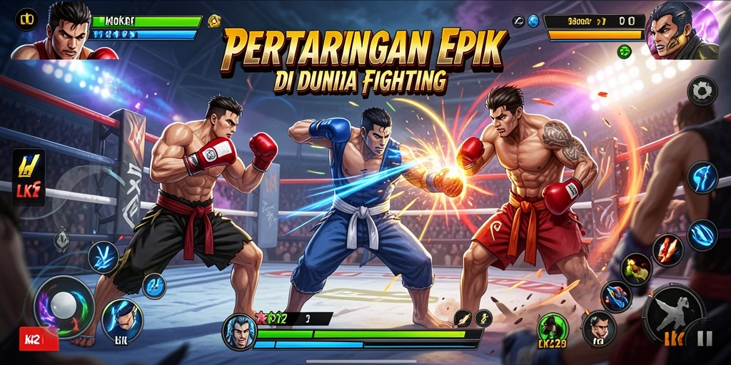 Screenshot menunjukkan pertarungan seru antara karakter pemain.