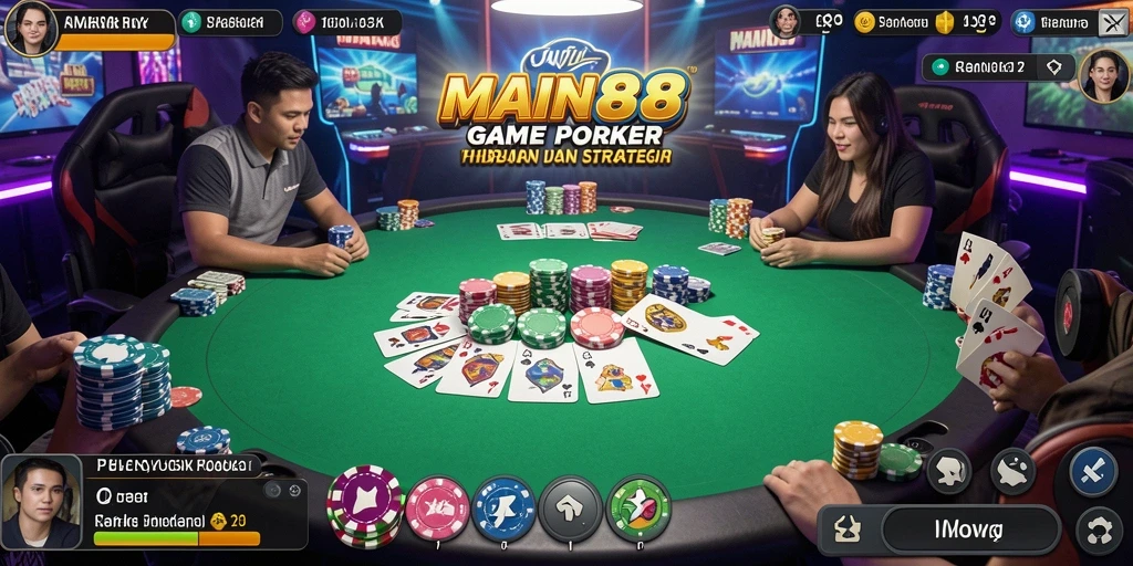 Tampilan menarik dari gameplay Poker di MAIN88.