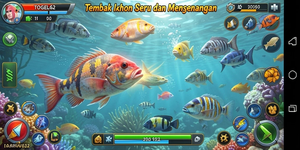 Tampilan permainan TOGEL62 yang seru menembak ikan.