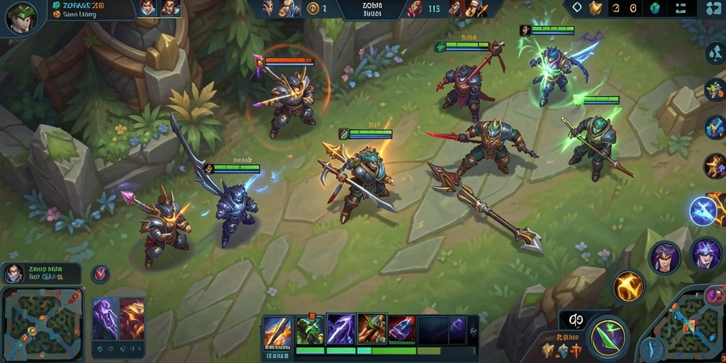 Gameplay seru ZOFAZA dengan pertarungan tim strategis.